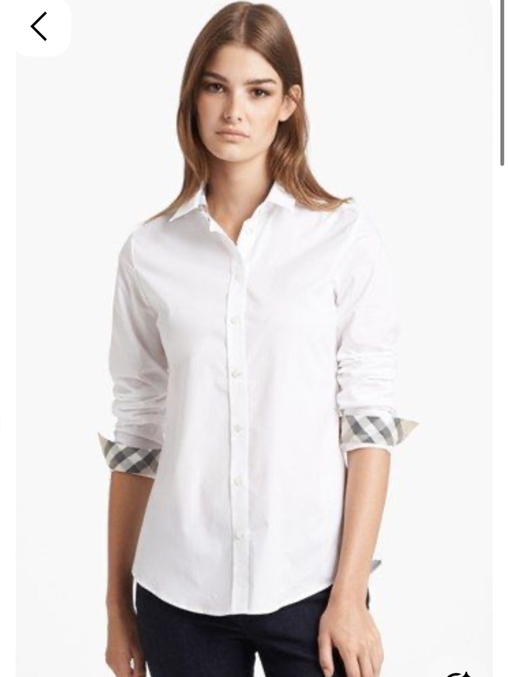 Burberry White Men's Button-Down Shirt with Check Cuff Detail
